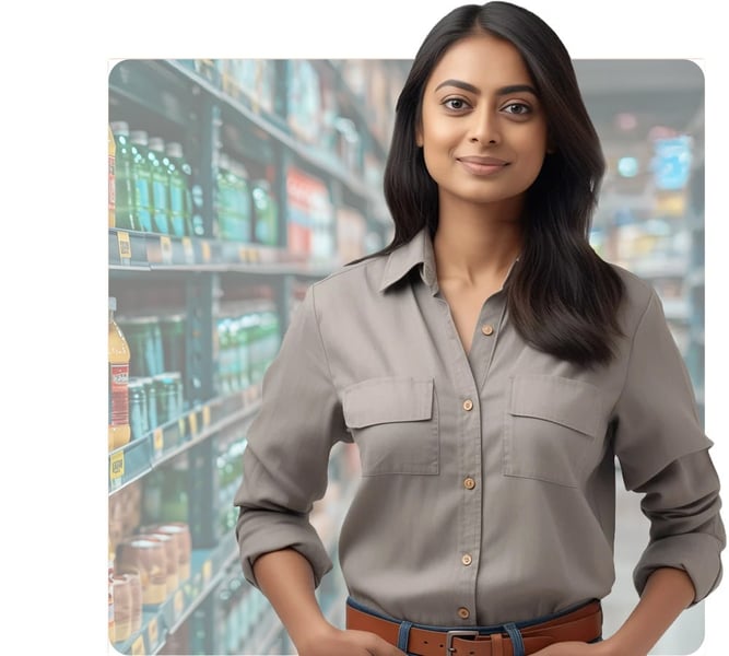 Woman standing in warehouse